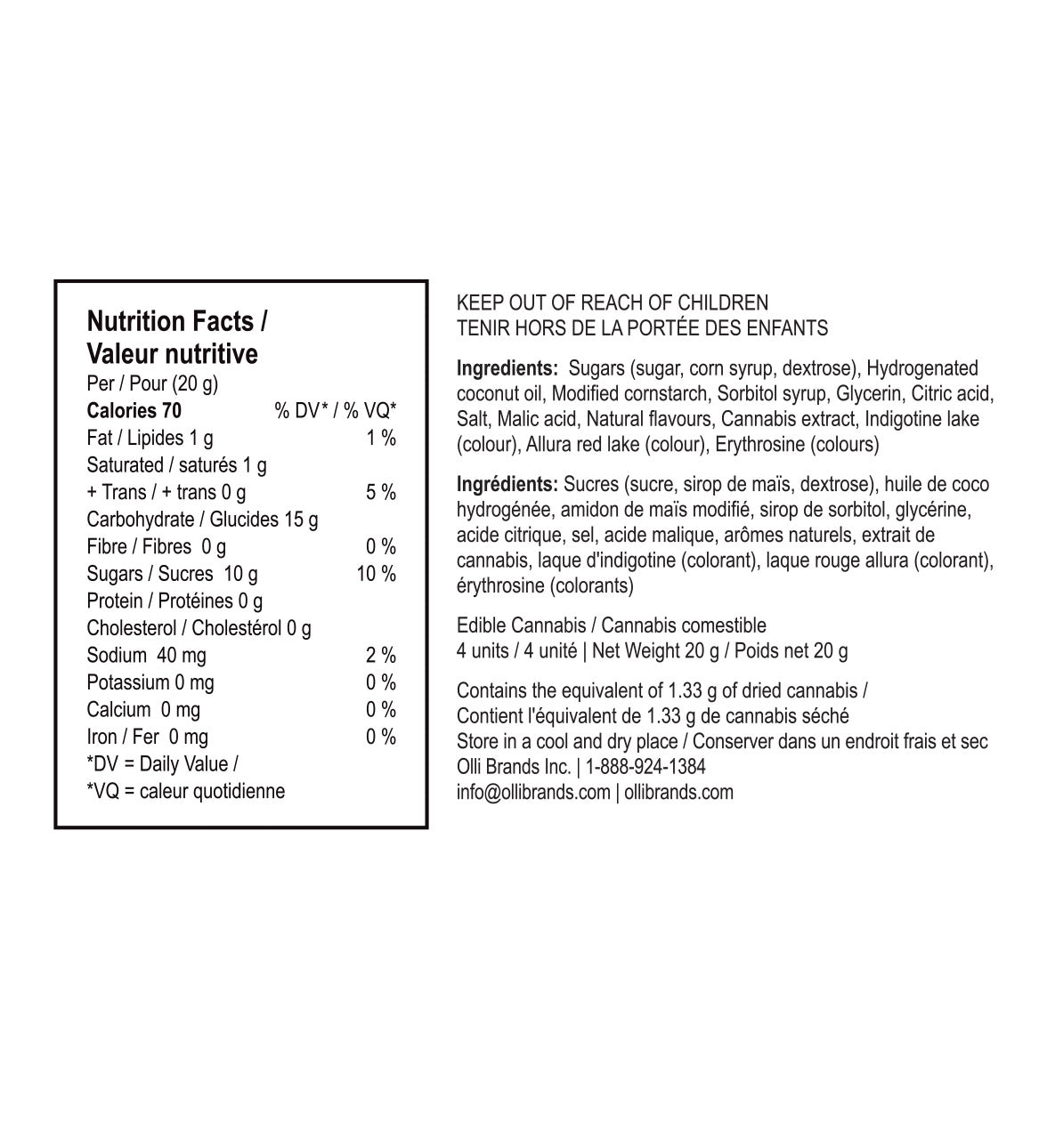 Olli Twiddles 1:1:1:1 Original Cherry Taffy THC/CBN/CBG/CBD