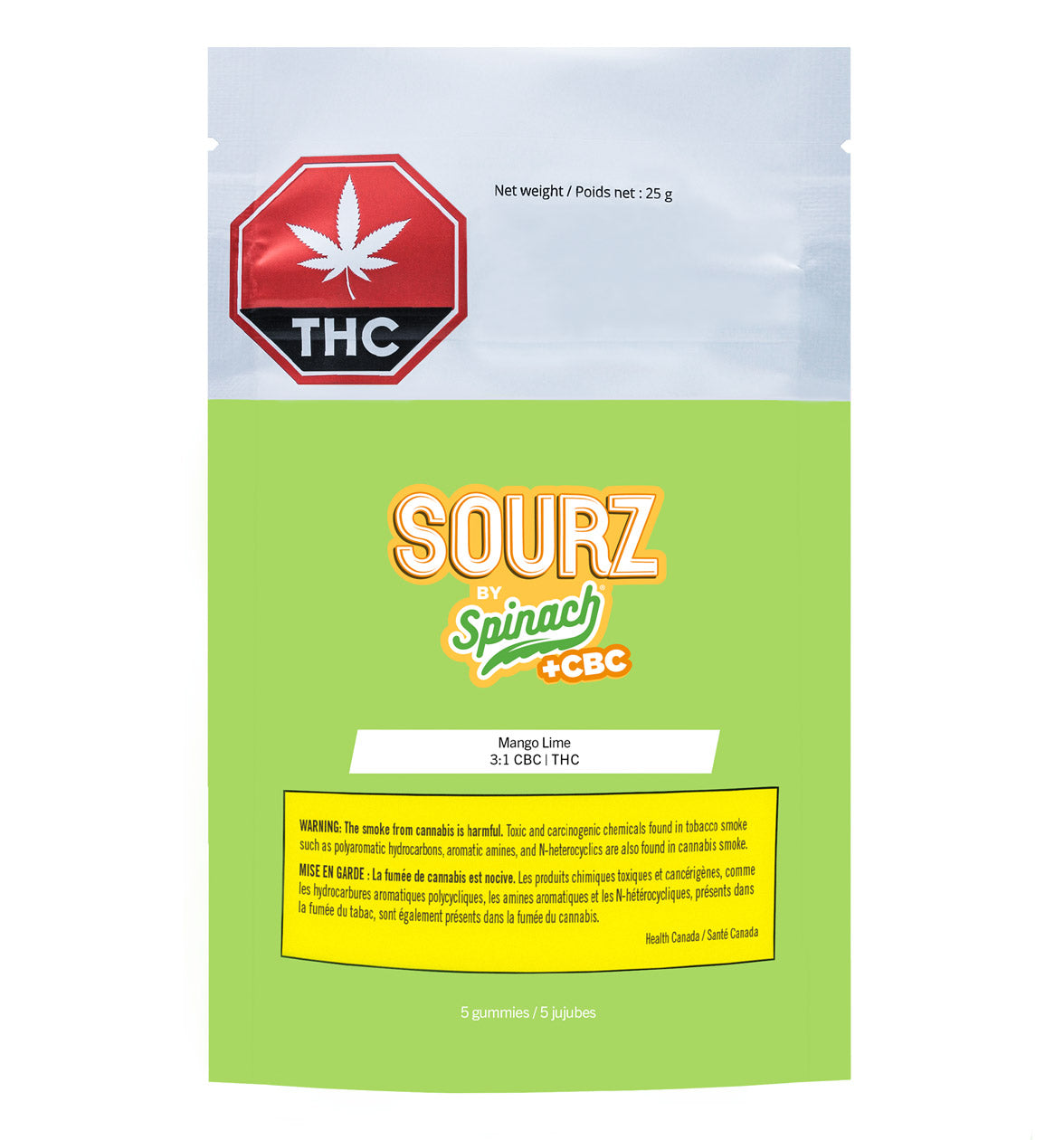 Sourz by Spinach – Mango Lime 3:1 CBC | THC Gummies